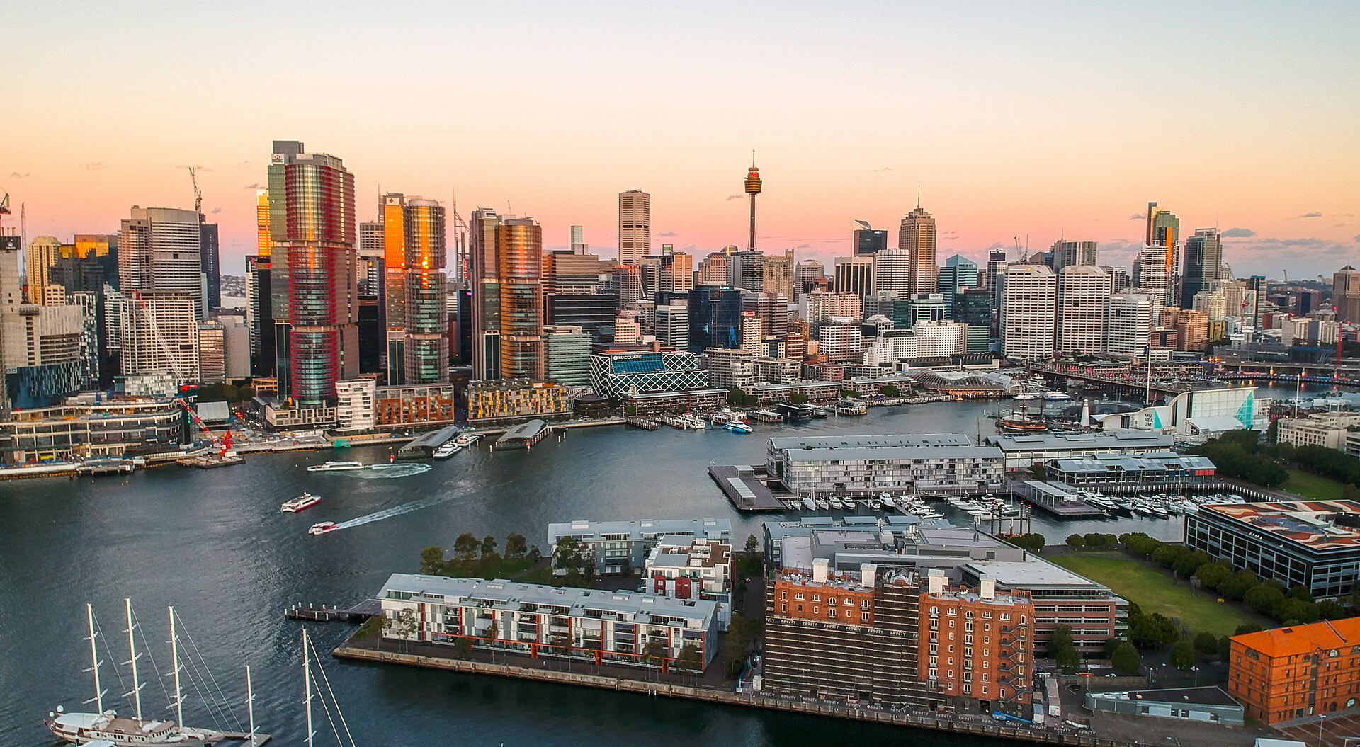 An Australian city skyline at dusk.